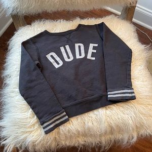 Peek Black “DUDE” boys lightweight long sleeved pullover sweatshirt